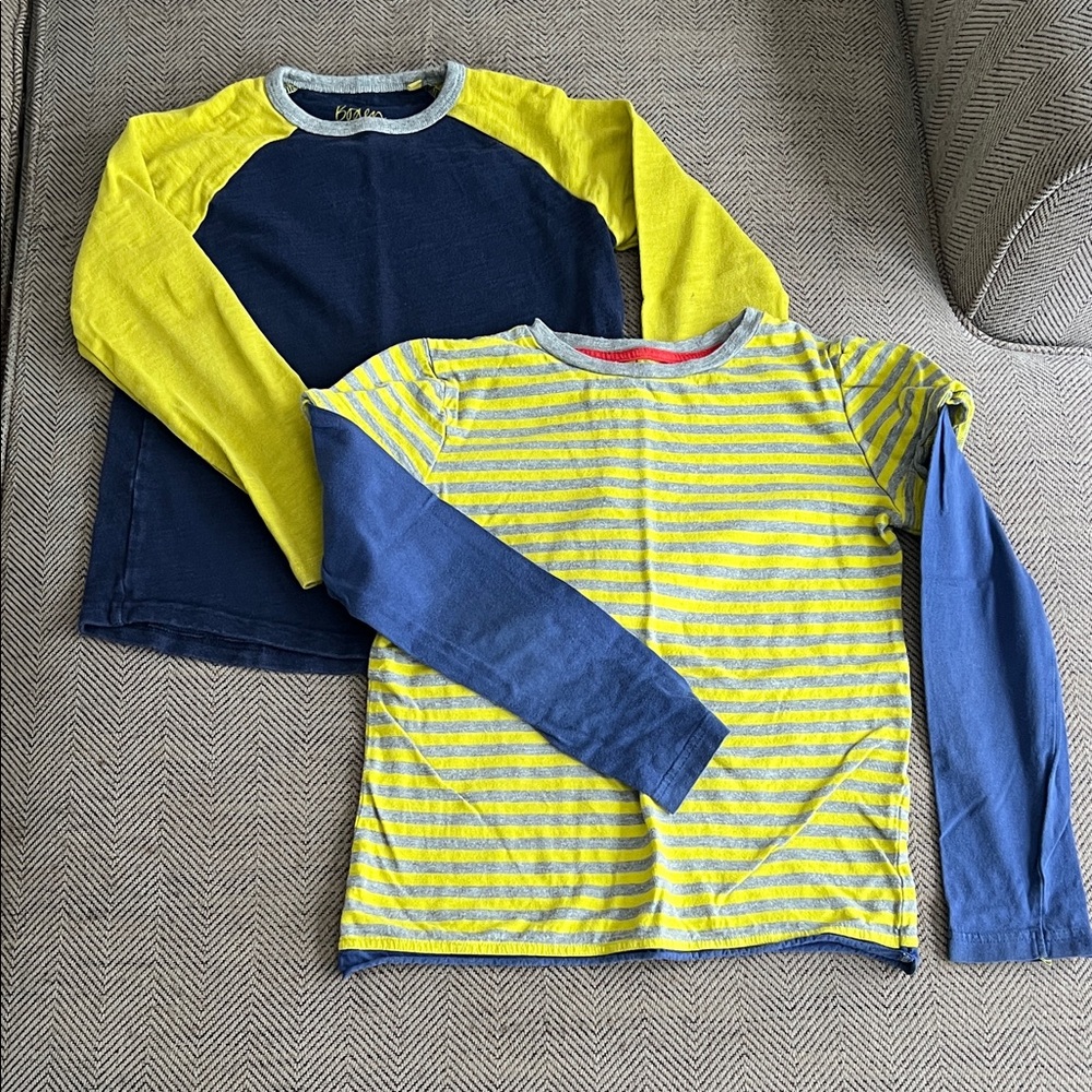 Boden Kids bundle of two Grey, Yellow and Navy Long Sleeve Tees size 9–10